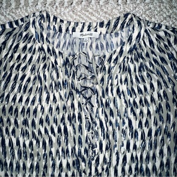 Madewell Sunpleat Lace-Up Top w/Painted Feathers - Sz S - Picture 11 of 16